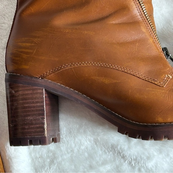 Madewell Alyce Brown Chestnut Leather Front Zipper Heeled Boots Size 11 - Picture 10 of 15